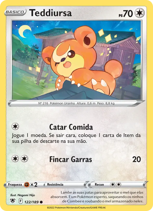 Carta Teddiursa, número 122/189 da coleção Estrelas Radiantes