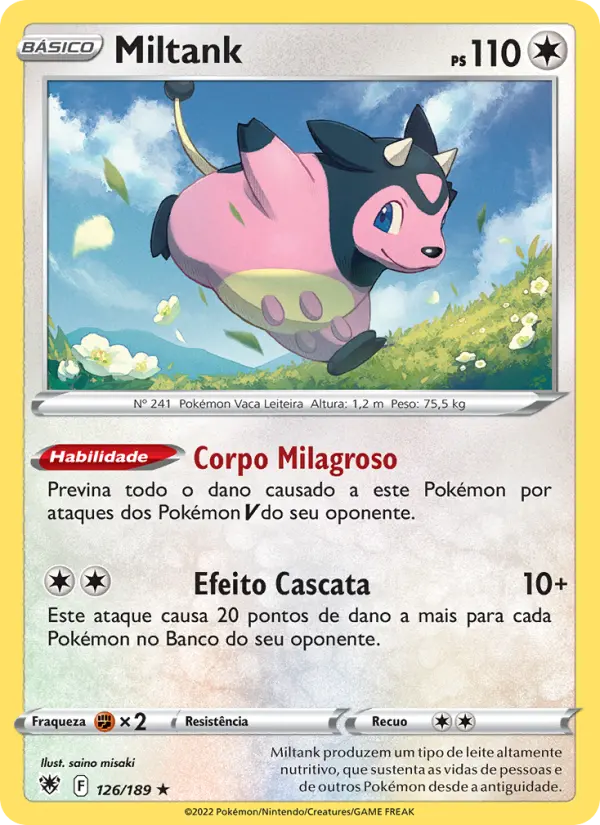 Carta Miltank, número 126/189 da coleção Estrelas Radiantes