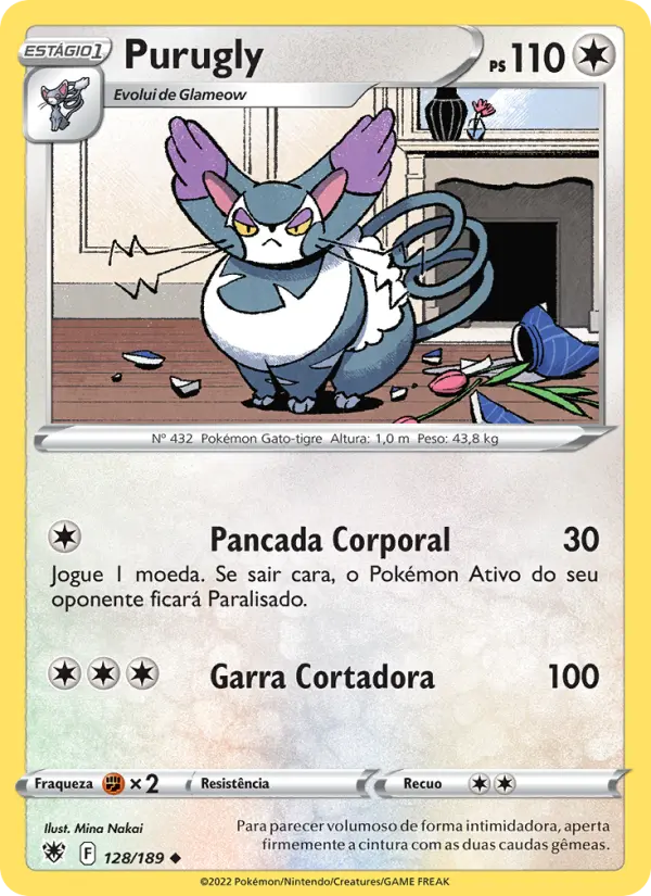 Carta Purugly, número 128/189 da coleção Estrelas Radiantes