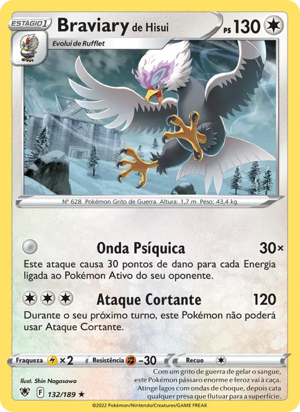 Carta Braviary de Hisui, número 132/189 da coleção Estrelas Radiantes