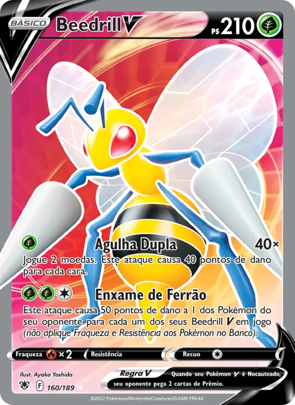 Carta Beedrill V, número 160/189 da coleção Estrelas Radiantes