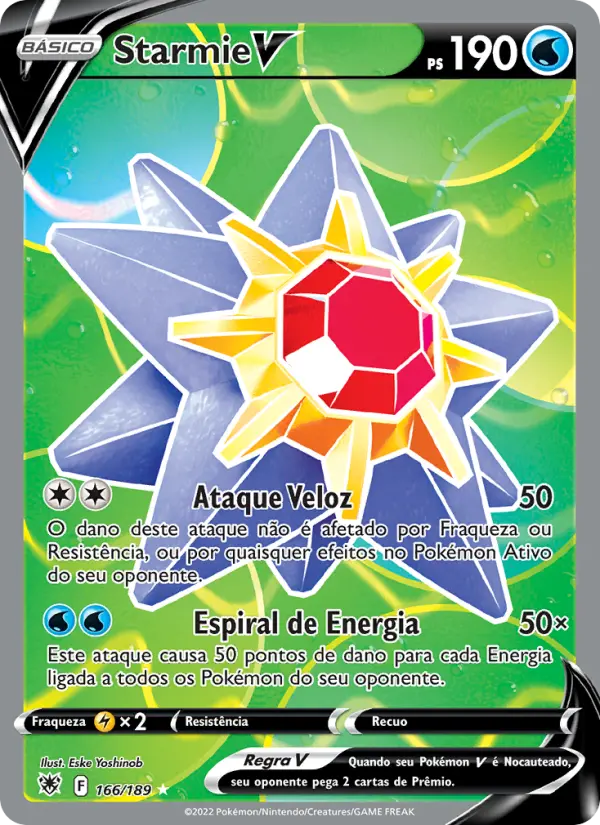 Carta Starmie V, número 166/189 da coleção Estrelas Radiantes