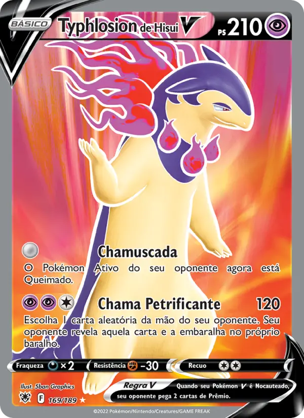 Carta Typhlosion de Hisui V, número 169/189 da coleção Estrelas Radiantes