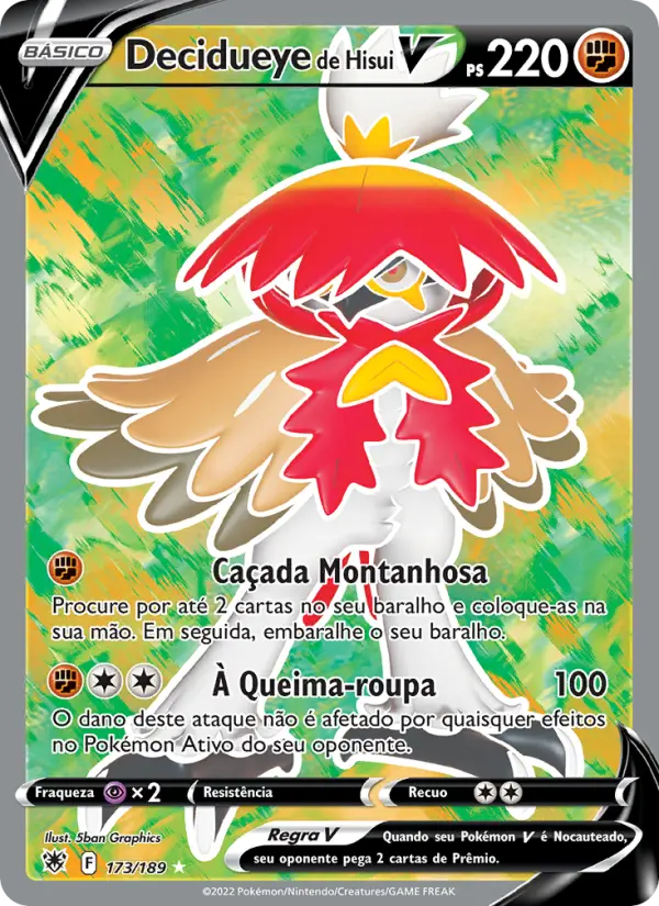 Carta Decidueye de Hisui V, número 173/189 da coleção Estrelas Radiantes