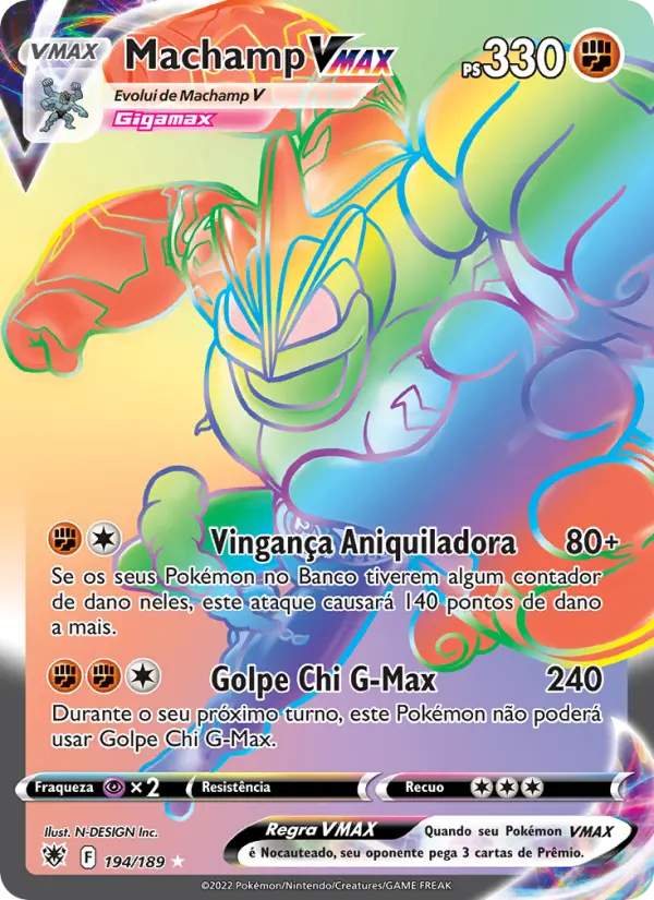 Carta Machamp VMAX, número 194/189 da coleção Estrelas Radiantes