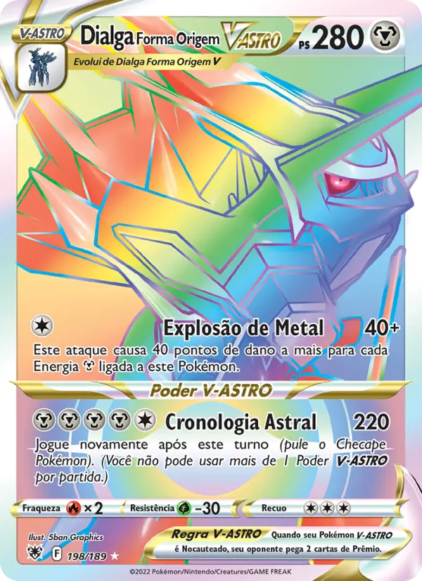 Carta Dialga Forma Origem V-ASTRO, número 198/189 da coleção Estrelas Radiantes