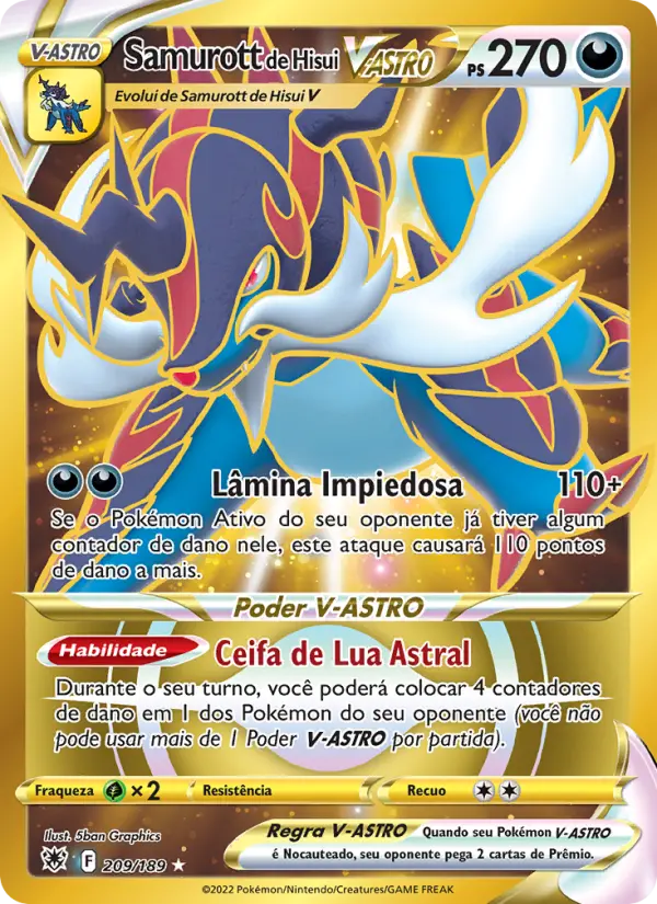 Carta Samurott de Hisui V-ASTRO, número 209/189 da coleção Estrelas Radiantes