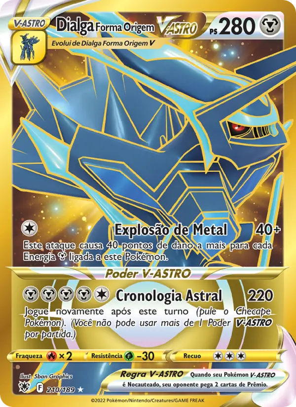 Carta Dialga Forma Origem V-ASTRO, número 210/189 da coleção Estrelas Radiantes