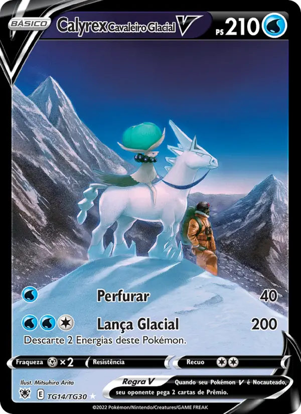 Carta Calyrex Cavaleiro Glacial V, número TG14/30 da coleção Estrelas Radiantes Galeria de Treinador