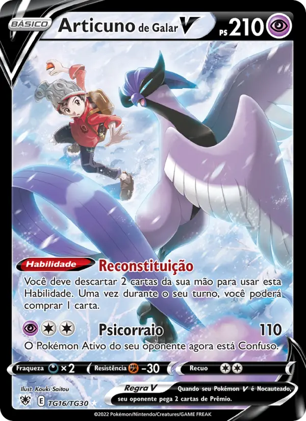 Carta Articuno de Galar V, número TG16/30 da coleção Estrelas Radiantes Galeria de Treinador