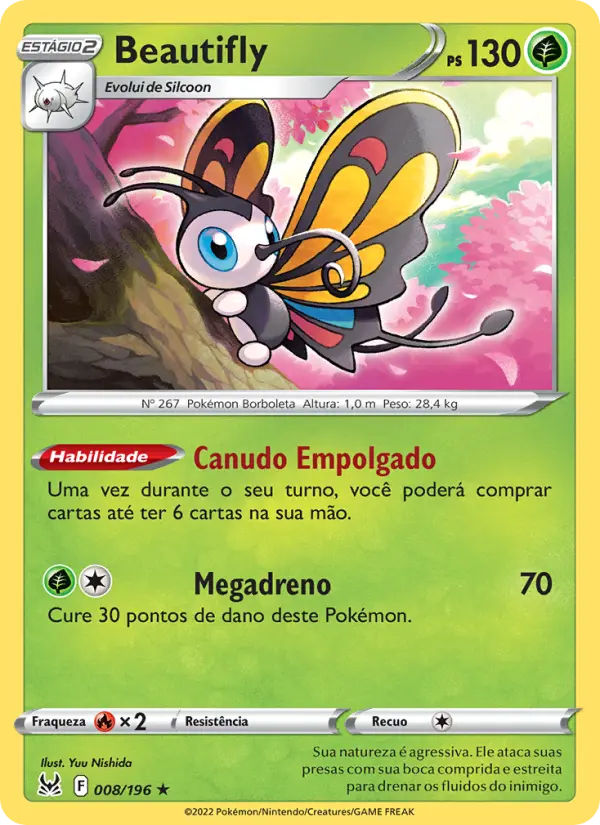 Carta Beautifly, número 008/196 da coleção Origem Perdida