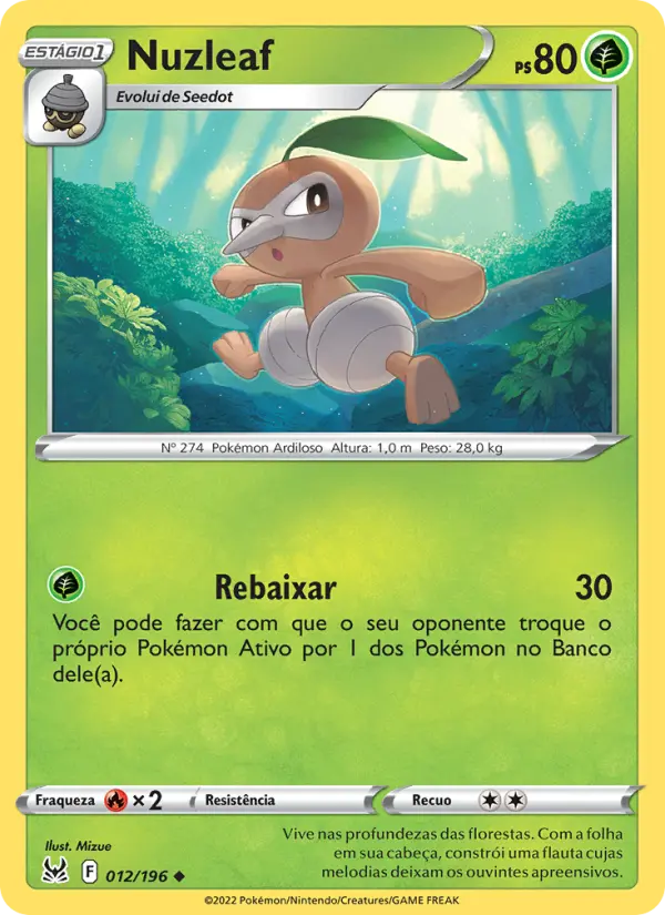 Carta Nuzleaf, número 012/196 da coleção Origem Perdida