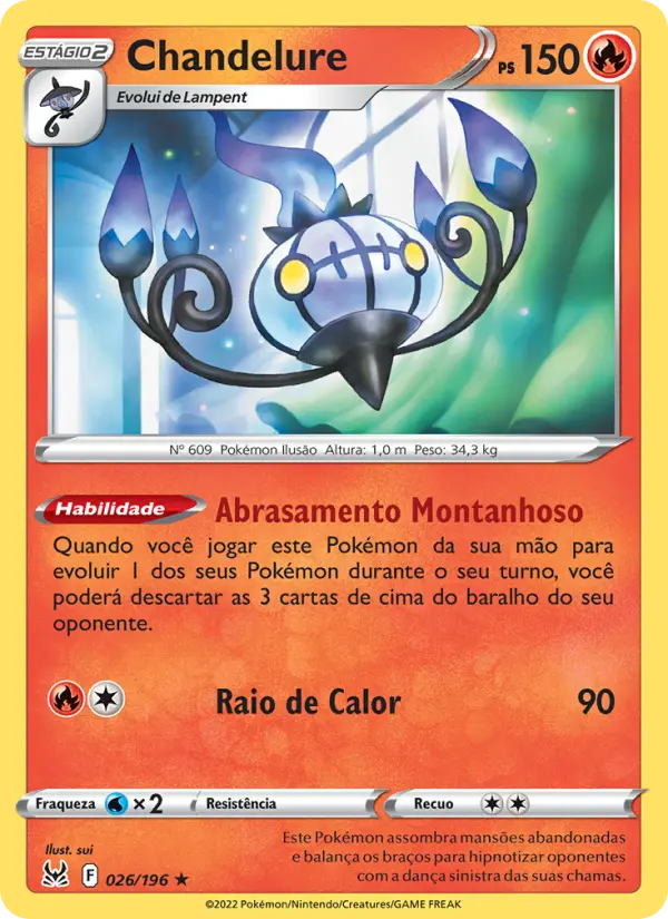 Carta Chandelure, número 026/196 da coleção Origem Perdida