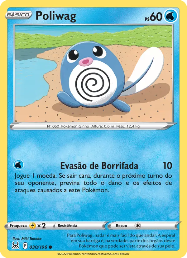 Carta Poliwag, número 030/196 da coleção Origem Perdida