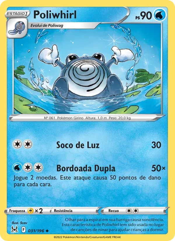 Carta Poliwhirl, número 031/196 da coleção Origem Perdida