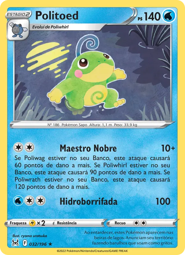 Carta Politoed, número 032/196 da coleção Origem Perdida