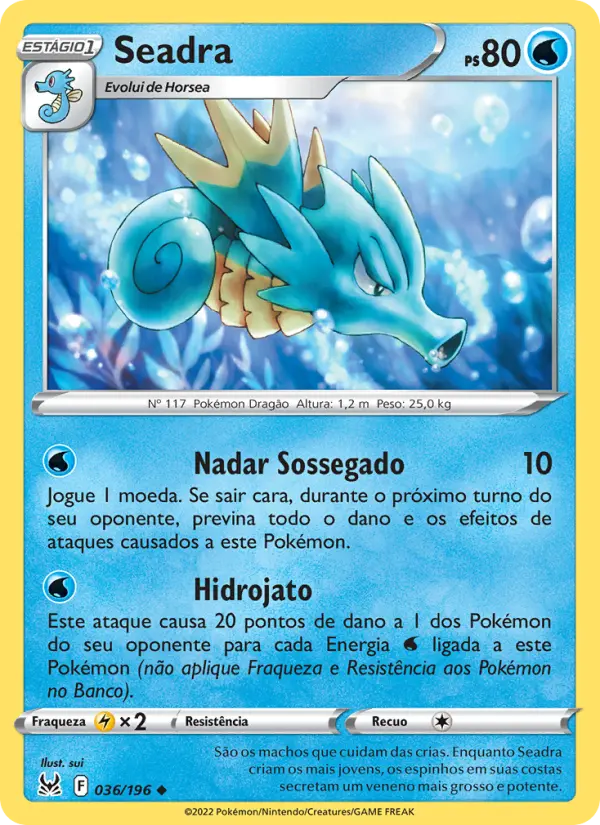 Carta Seadra, número 036/196 da coleção Origem Perdida