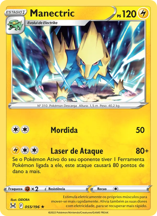 Carta Manectric, número 055/196 da coleção Origem Perdida