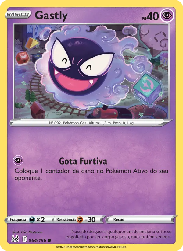 Carta Gastly, número 064/196 da coleção Origem Perdida