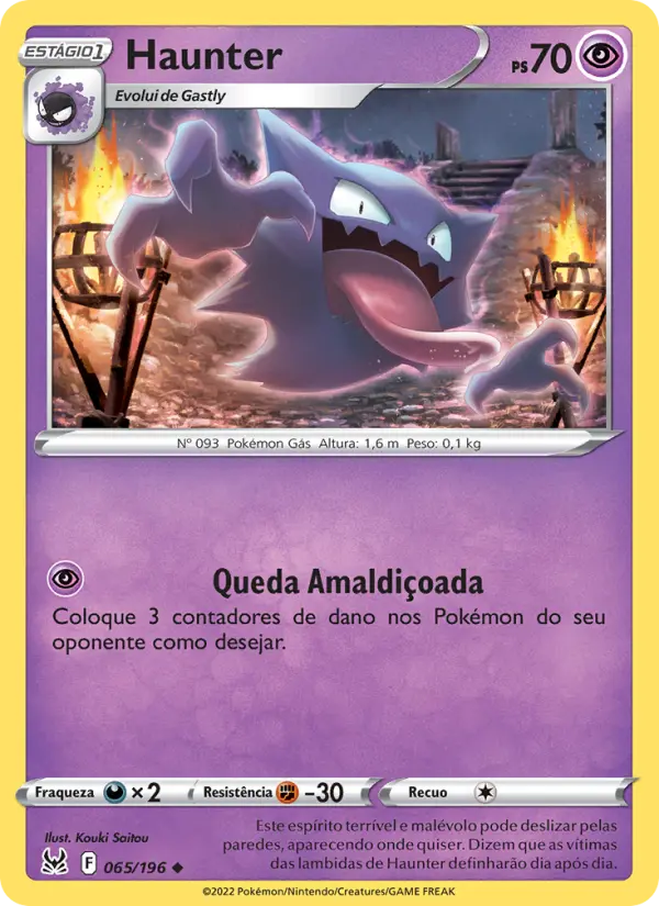 Carta Haunter, número 065/196 da coleção Origem Perdida