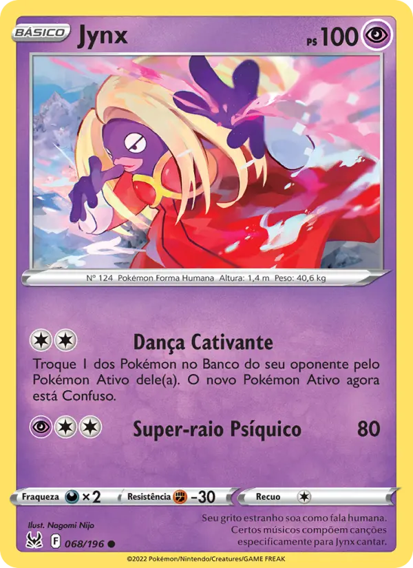 Carta Jynx, número 068/196 da coleção Origem Perdida
