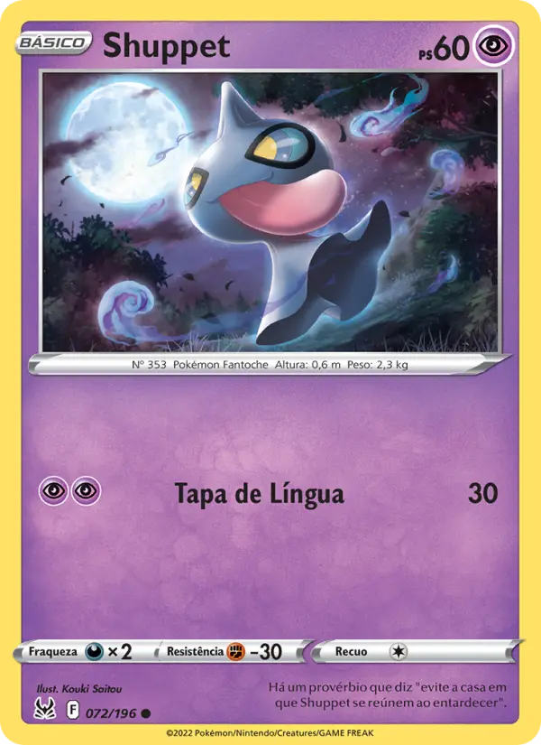 Carta Shuppet, número 072/196 da coleção Origem Perdida