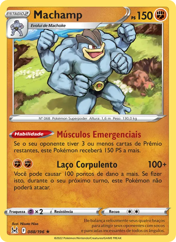 Carta Machamp, número 088/196 da coleção Origem Perdida