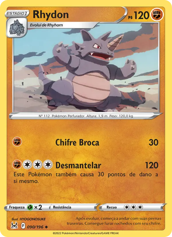 Carta Rhydon, número 090/196 da coleção Origem Perdida