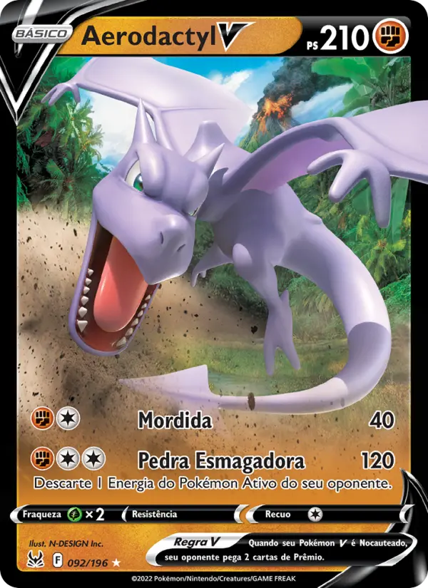 Carta Aerodactyl V, número 092/196 da coleção Origem Perdida