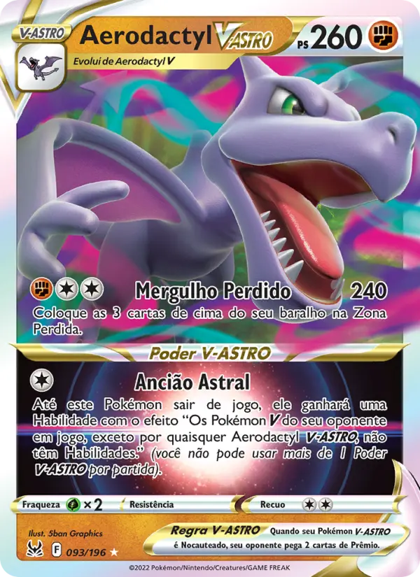 Carta Aerodactyl V-ASTRO, número 093/196 da coleção Origem Perdida