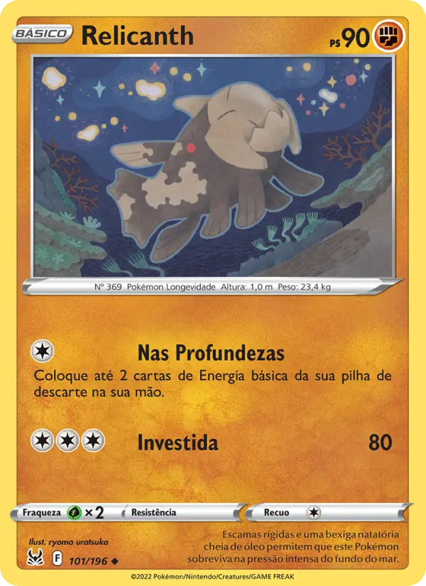 Carta Relicanth, número 101/196 da coleção Origem Perdida