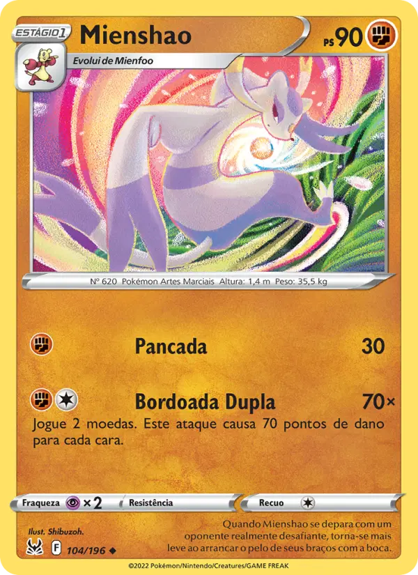 Carta Mienshao, número 104/196 da coleção Origem Perdida