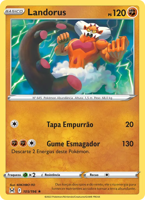 Carta Landorus, número 105/196 da coleção Origem Perdida