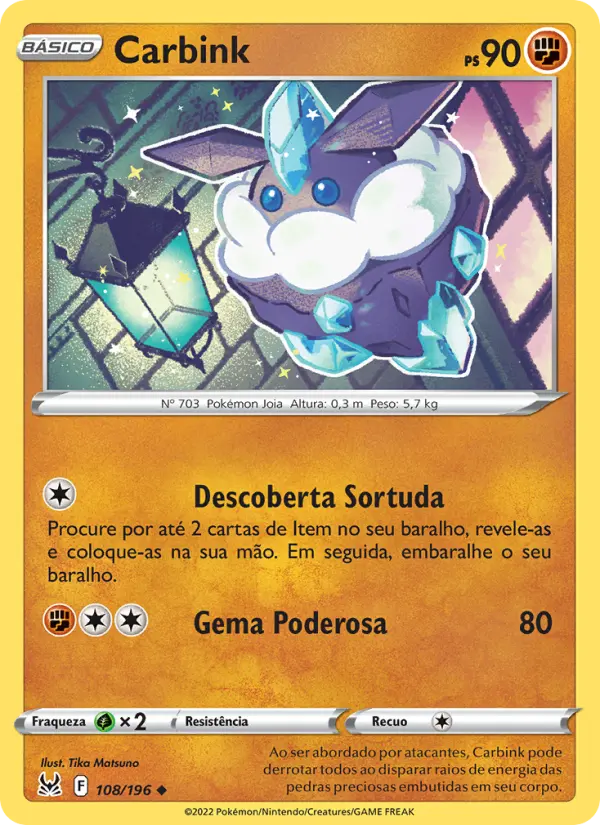 Carta Carbink, número 108/196 da coleção Origem Perdida