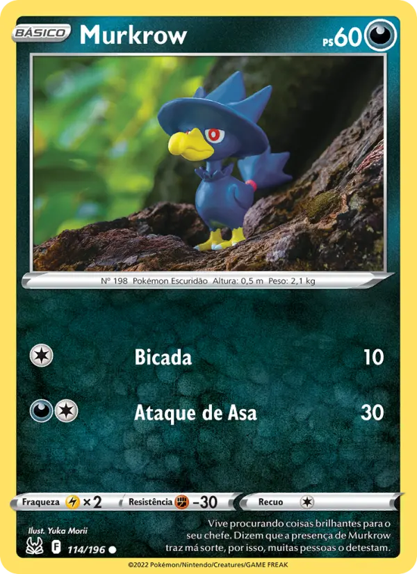 Carta Murkrow, número 114/196 da coleção Origem Perdida