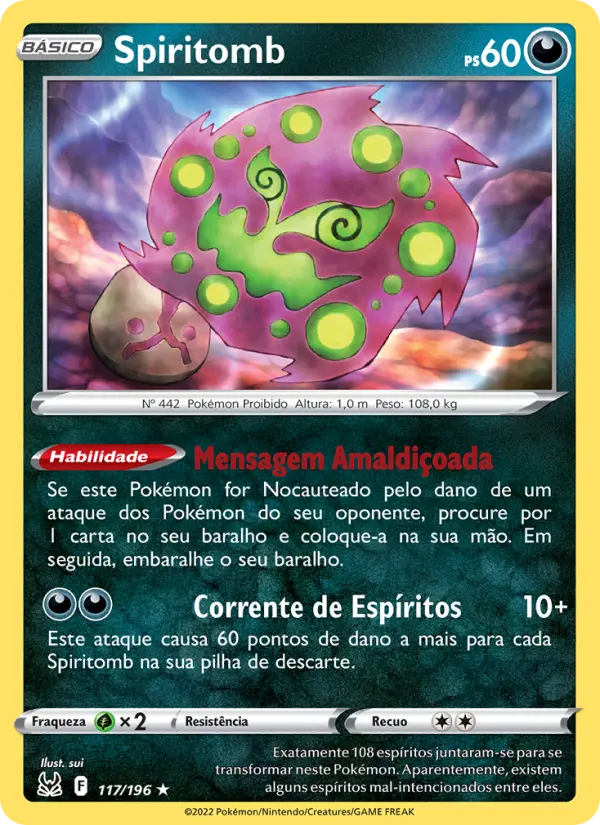 Carta Spiritomb, número 117/196 da coleção Origem Perdida
