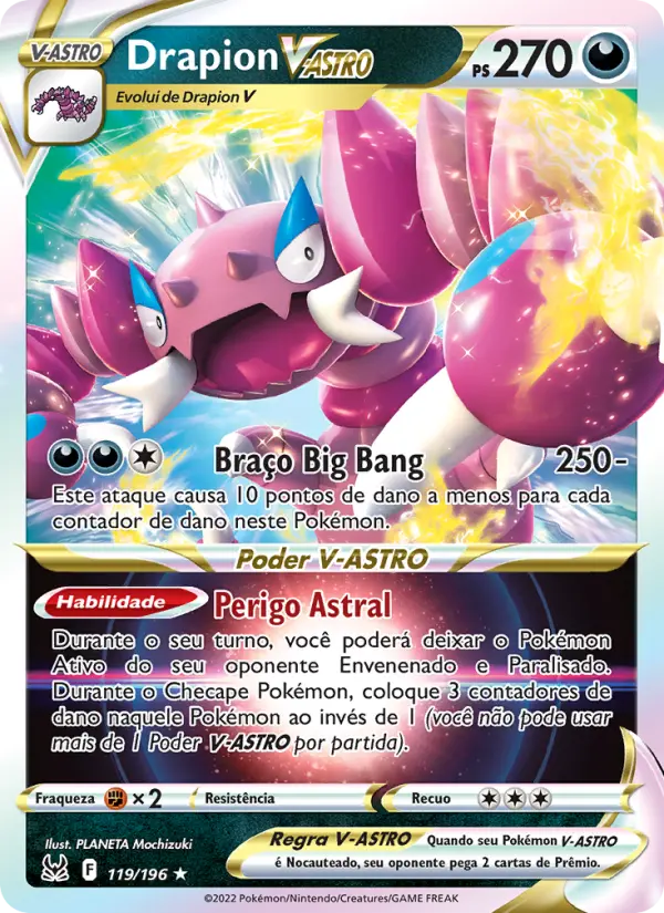 Carta Drapion V-ASTRO, número 119/196 da coleção Origem Perdida