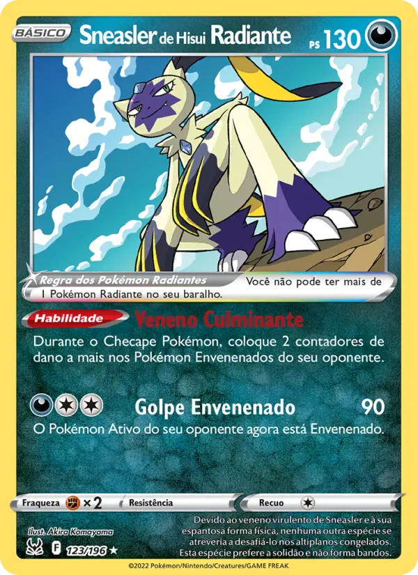 Carta Sneasler de Hisui Radiante, número 123/196 da coleção Origem Perdida