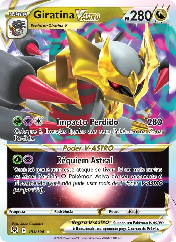 Carta Giratina V-ASTRO, número 131/196 da coleção Origem Perdida