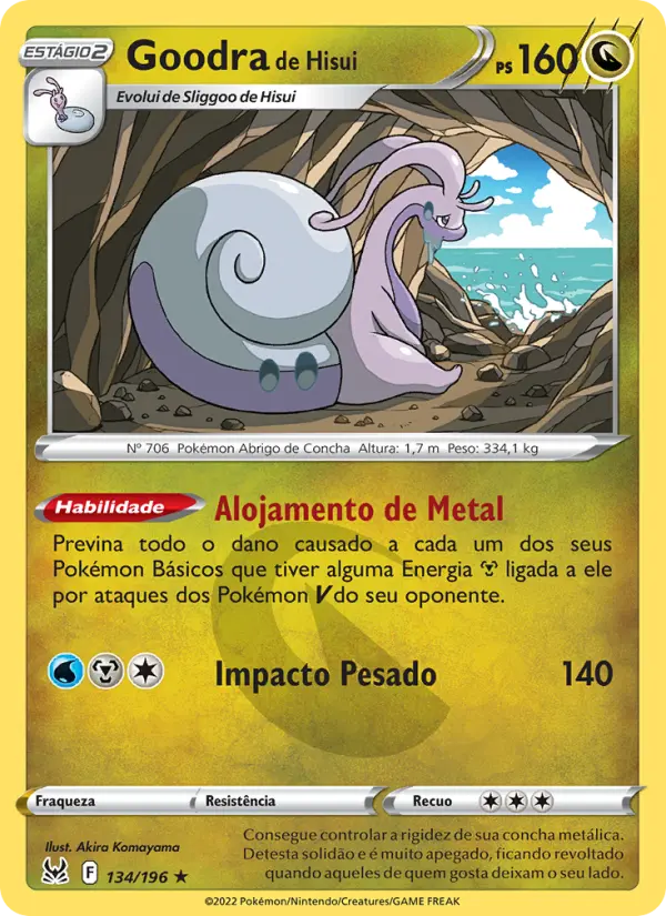 Carta Goodra de Hisui, número 134/196 da coleção Origem Perdida