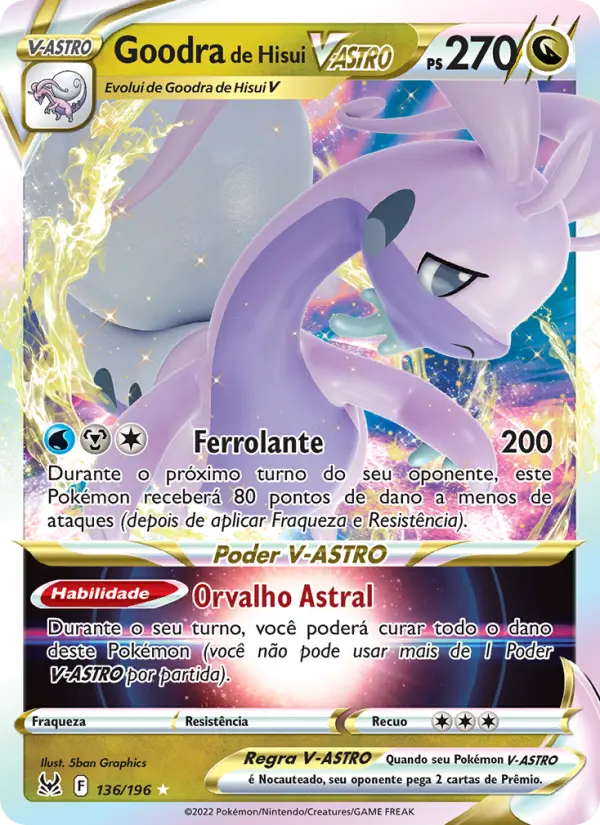 Carta Goodra de Hisui V-ASTRO, número 136/196 da coleção Origem Perdida