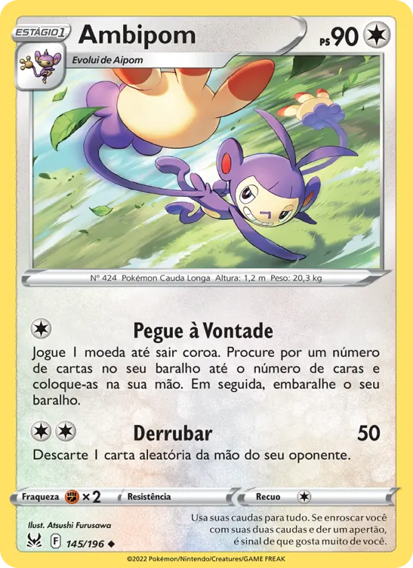 Carta Ambipom, número 145/196 da coleção Origem Perdida