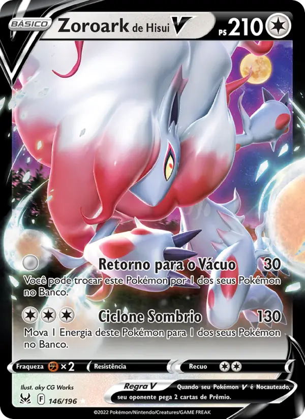 Carta Zoroark de Hisui V, número 146/196 da coleção Origem Perdida