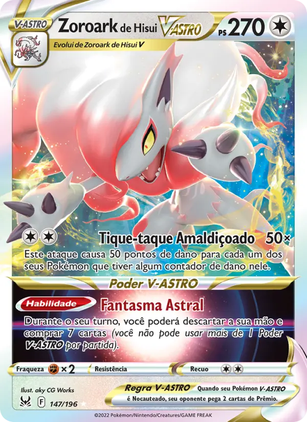 Carta Zoroark de Hisui V-ASTRO, número 147/196 da coleção Origem Perdida