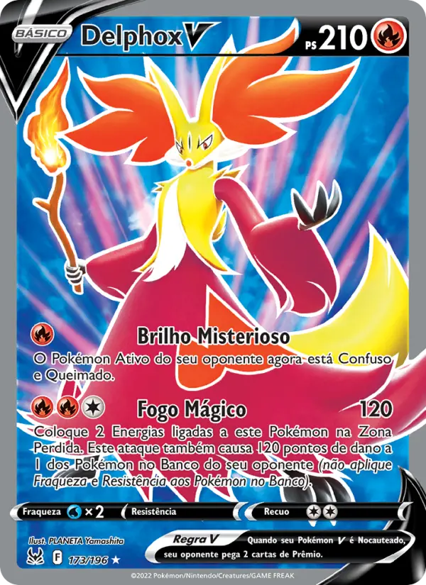 Carta Delphox V, número 173/196 da coleção Origem Perdida