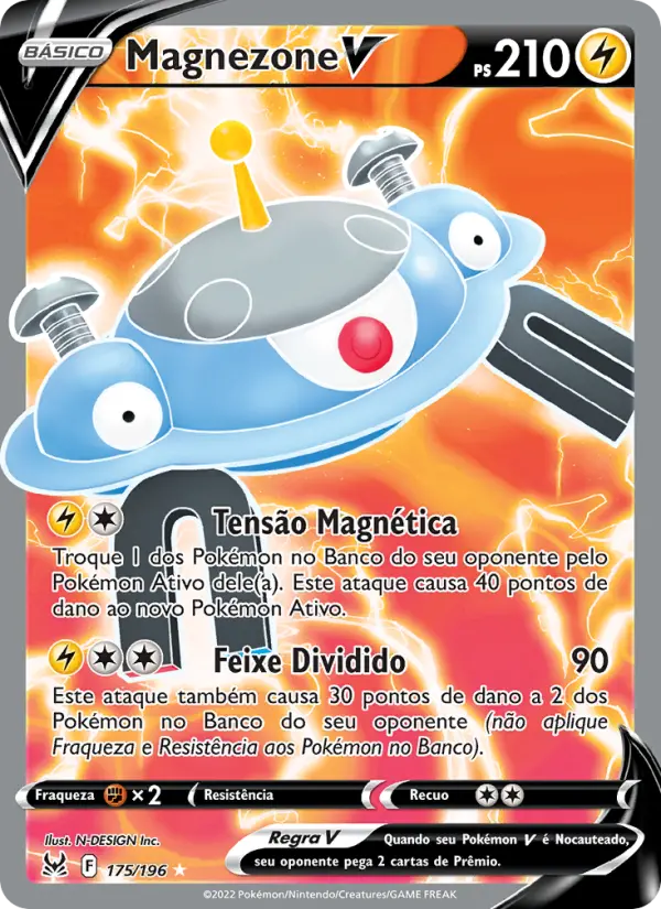 Carta Magnezone V, número 175/196 da coleção Origem Perdida