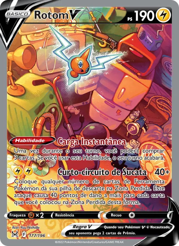 Carta Rotom V, número 177/196 da coleção Origem Perdida