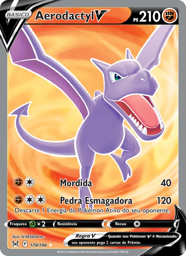 Carta Aerodactyl V, número 179/196 da coleção Origem Perdida