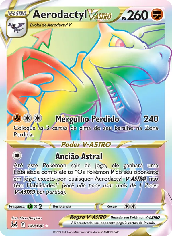 Carta Aerodactyl V-ASTRO, número 199/196 da coleção Origem Perdida
