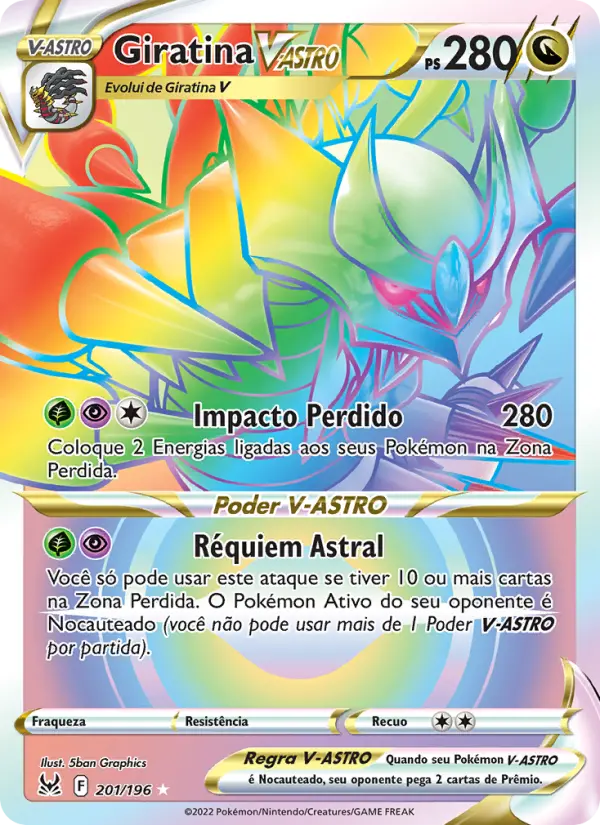Carta Giratina V-ASTRO, número 201/196 da coleção Origem Perdida